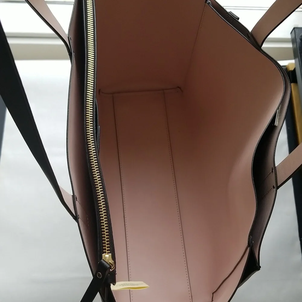 kate spade Large Nelle Putnam Drive Black Leather Tote Bag Light Gold Hardware